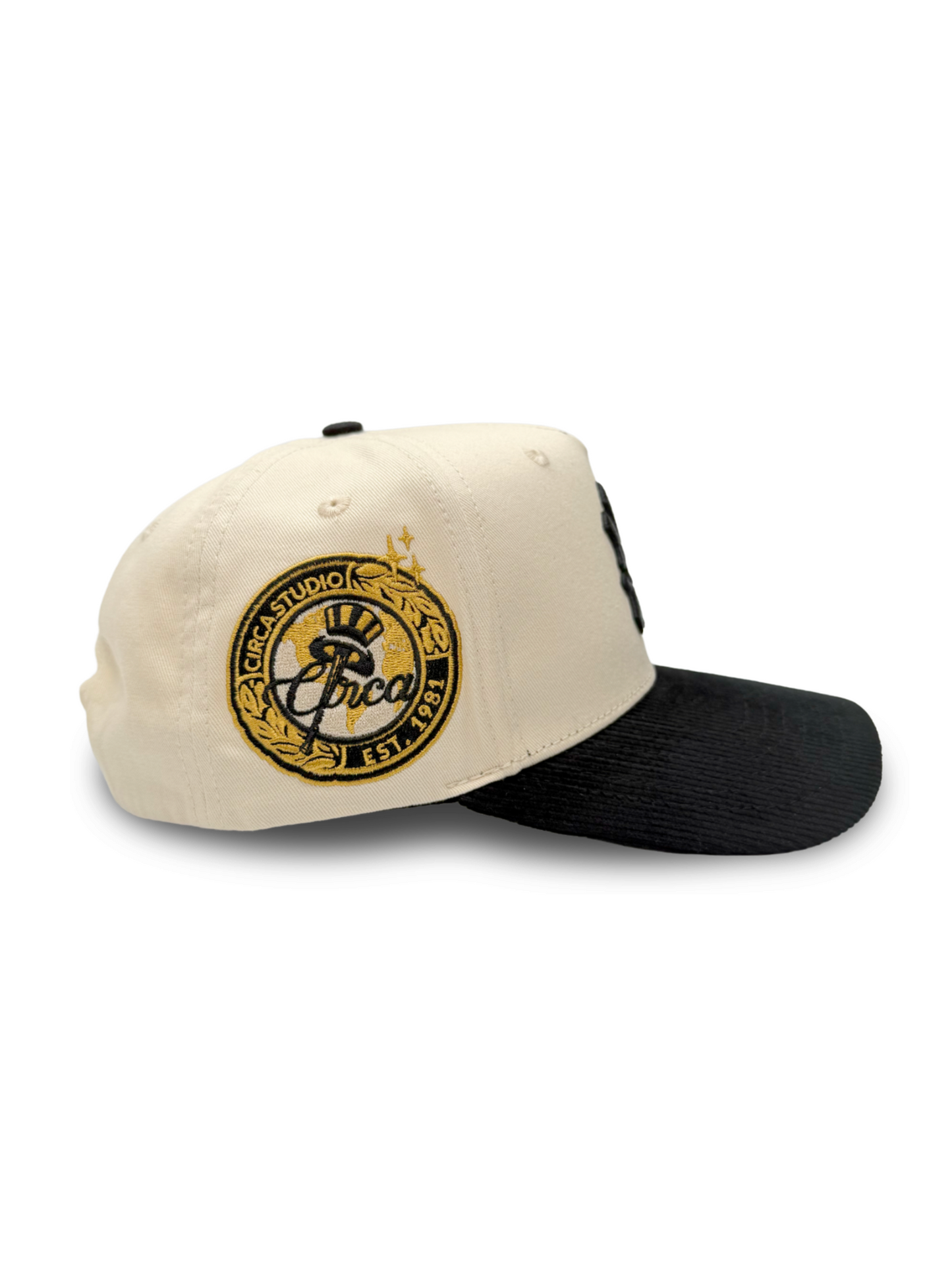 002 CREAM GLITCH EMPIRE SNAPBACK HAT